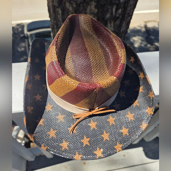 Patriotic American Flag Straw Country Cowboy Hat - Picture 5 of 6